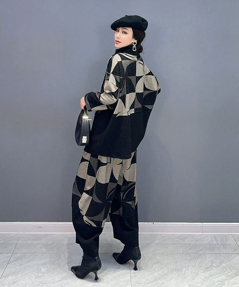 Geometric Pattern Top & Pants Co-ord
